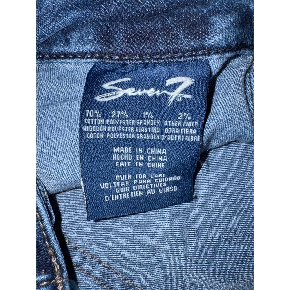 Seven7 Gaucho Crop Jeans Womens 6 Medium Wash Blue Denim Patch Pocket Stretch